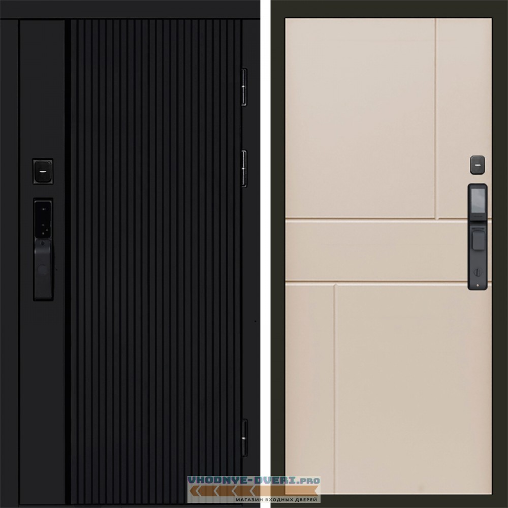 Дверь Termo Door  Smart (Смарт) Урбан Блэк (Black) Горизонт Слоновая кость