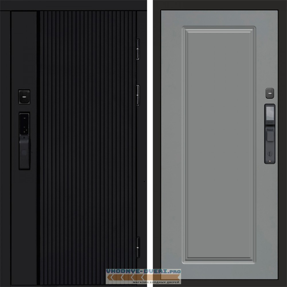 Входная дверь  Smart (Смарт) Твист Блэк (Black) Гранд Grey софт