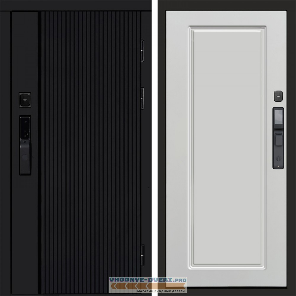 Входная дверь  Smart (Смарт) Урбан Блэк (Black) Гранд Белый Софт