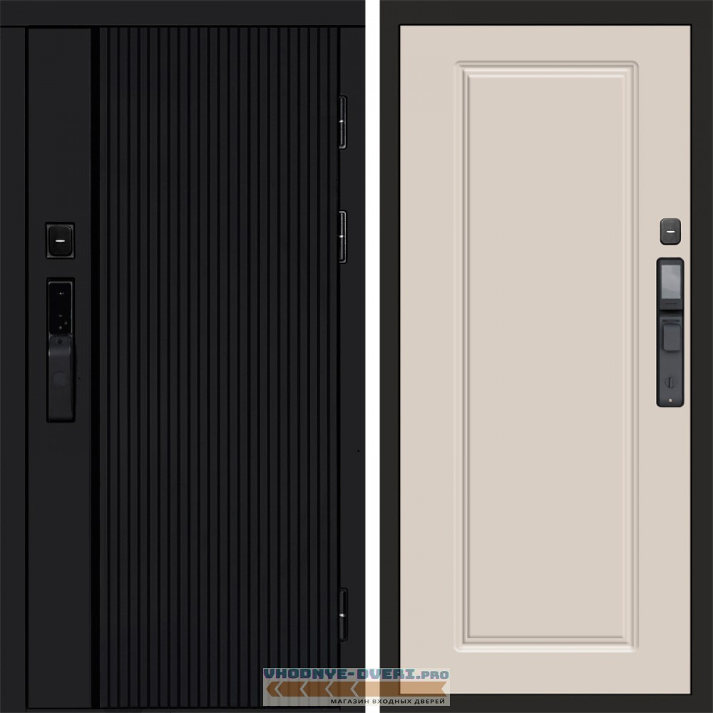 Входная дверь Termo Door  Smart (Смарт) Твист Блэк (Black) Гранд Слоновая кость