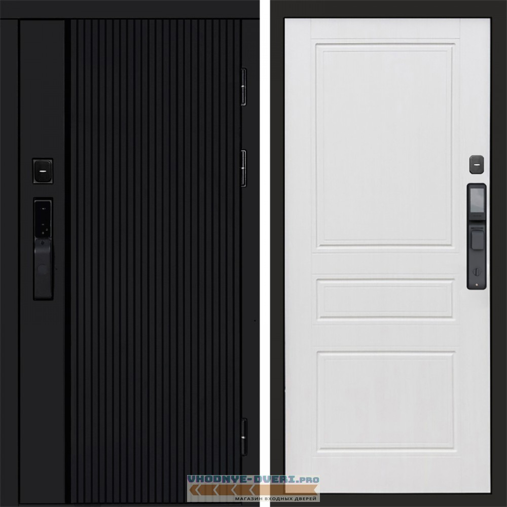 Входная дверь  Smart (Смарт) Твист Блэк (Black) Классика белое дерево