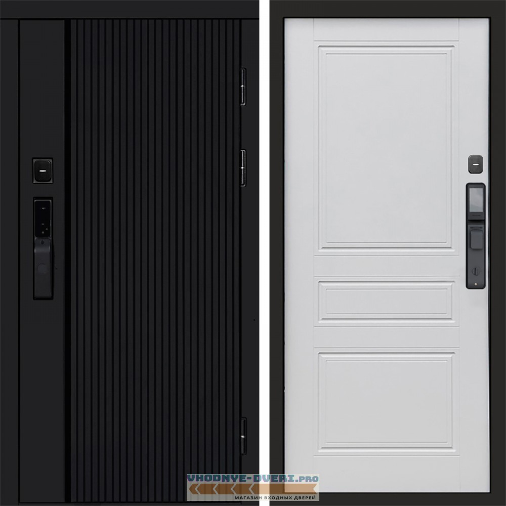 Входная дверь  Smart (Смарт) Твист Блэк (Black) Классика Белый матовый