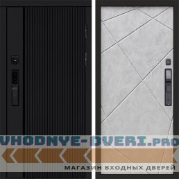 Входная дверь  Smart (Смарт) Твист Блэк (Black) Лучи бетон светлый