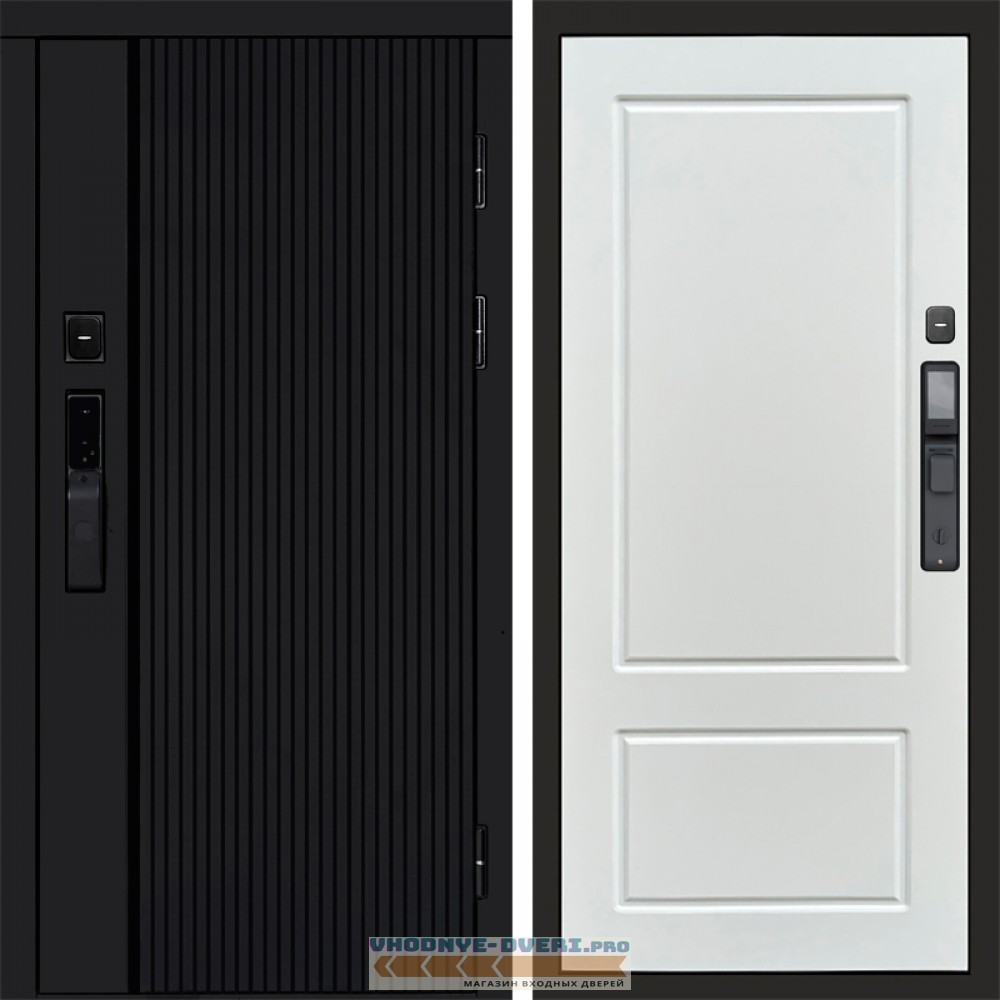 Дверь входная Termo Door  Smart (Смарт) Твист Блэк (Black) Марсель Белый софт