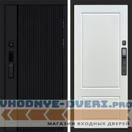 Дверь входная Termo Door  Smart (Смарт) Твист Блэк (Black) Марсель Белый софт