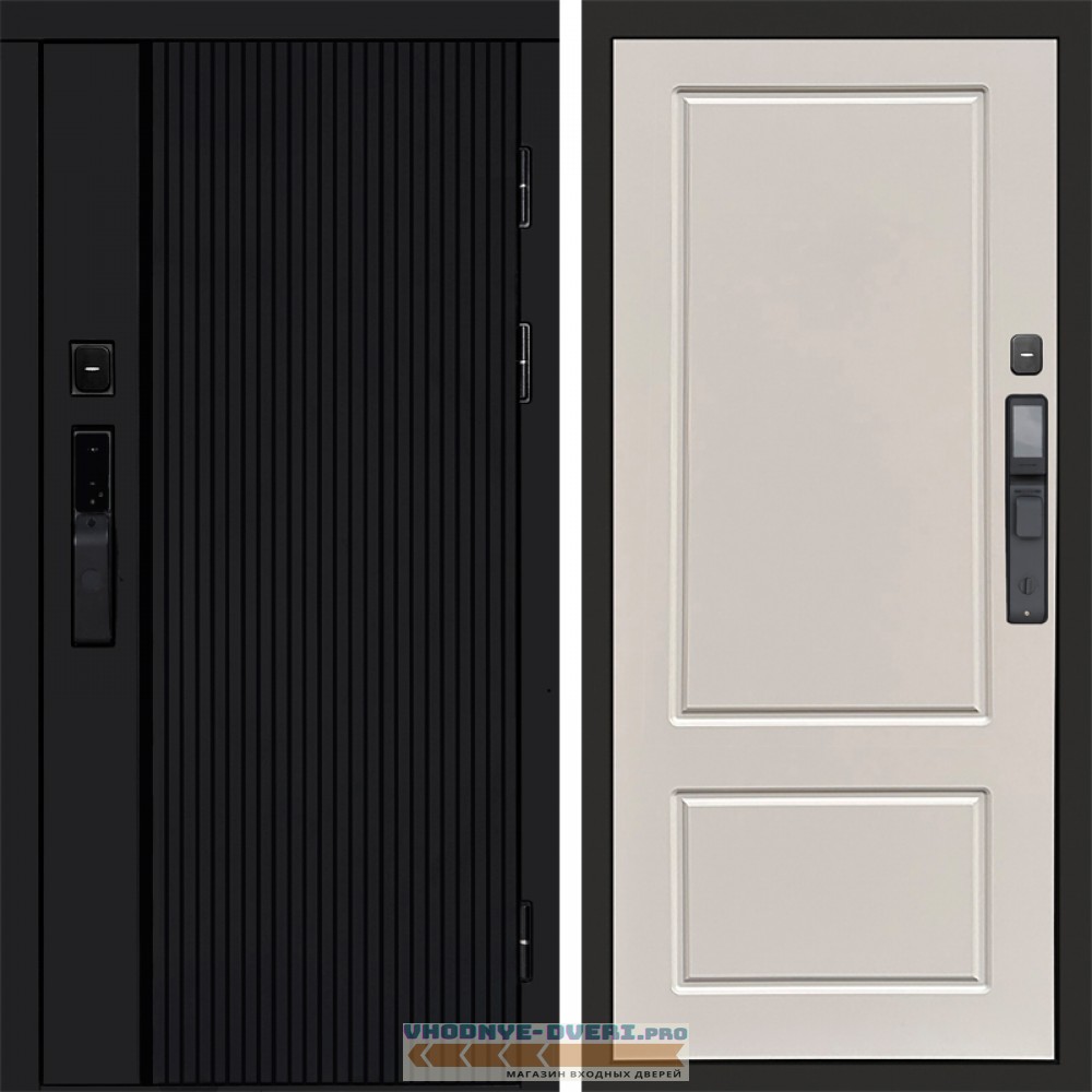 Дверь входная Termo Door  Smart (Смарт) Урбан Блэк (Black) Марсель Слоновая кость
