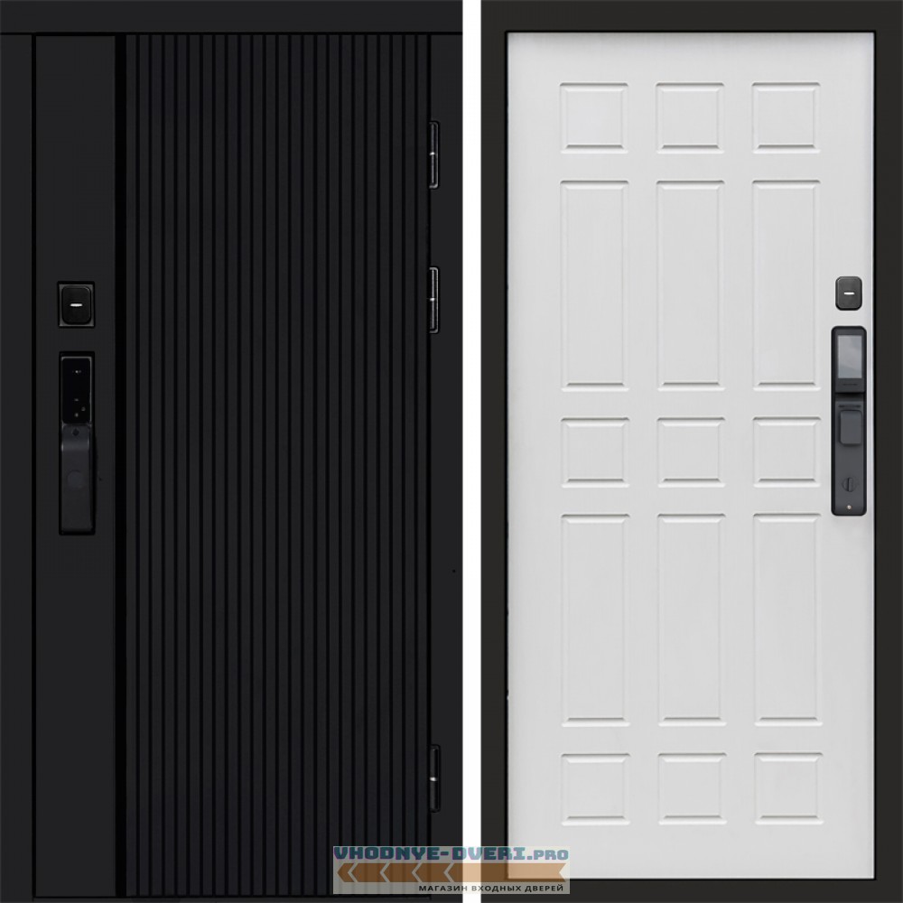 Входная дверь  Smart (Смарт) Твист Блэк (Black) Спарта белое дерево