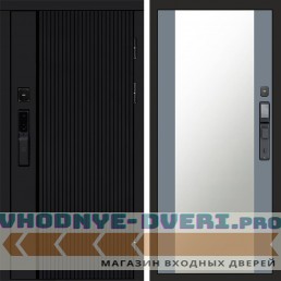 Входная дверь  Smart (Смарт) Твист Блэк (Black) Зеркало 27 Grey Софт