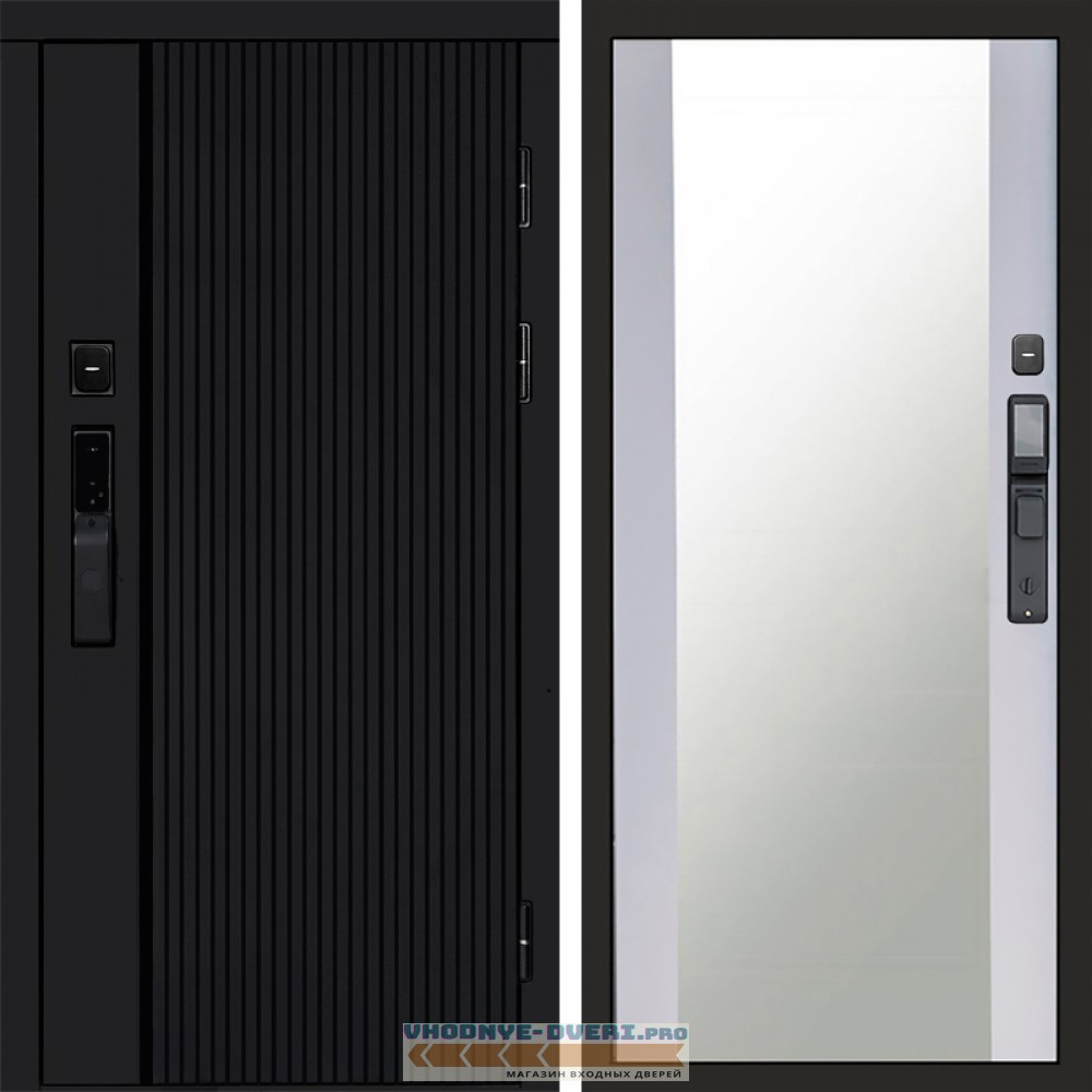 Входная дверь  Smart (Смарт) Твист Блэк (Black) Зеркало 27 белый софт