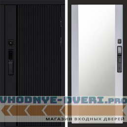 Входная дверь  Smart (Смарт) Твист Блэк (Black) Зеркало 27 белый софт