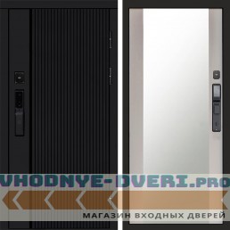 Входная дверь  Smart (Смарт) Твист Блэк (Black) Зеркало Лиственница белая