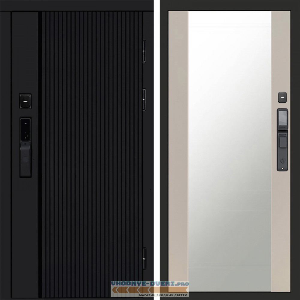 Дверь Termo Door  Smart (Смарт) Твист Блэк (Black) Зеркало 27 Слоновая кость