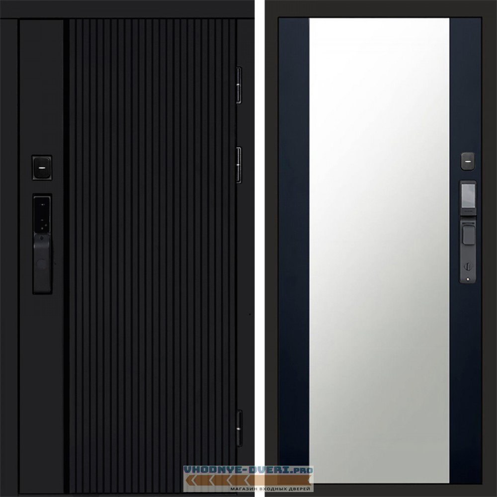 Дверь Termo Door  Smart (Смарт) Твист Блэк (Black) Зеркало 27 Черный кварц + тонировка