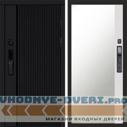 Входная дверь  Smart (Смарт) Твист Блэк (Black) Зеркало фацет Белый софт