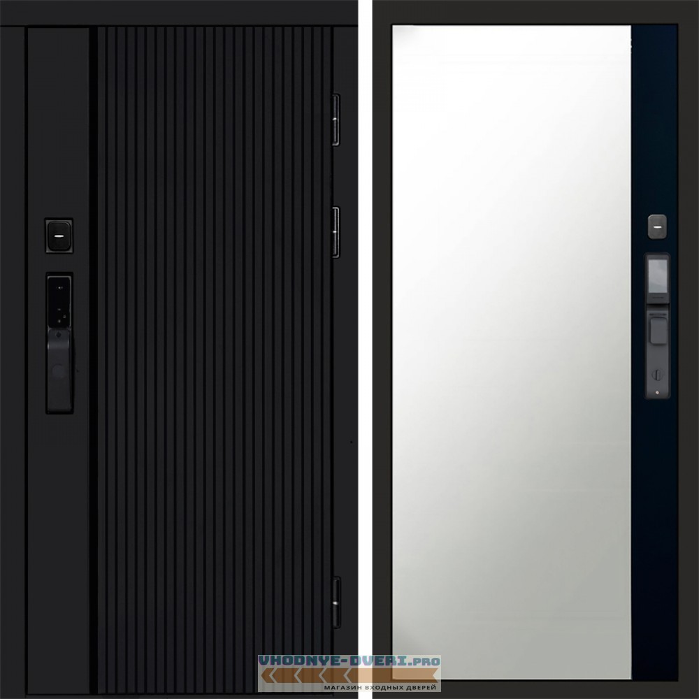 Дверь Termo Door  Smart (Смарт) Твист Блэк (Black) Зеркало фацет Черный кварц