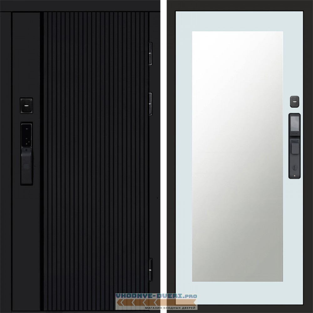 Дверь Termo Door  Smart (Смарт) Урбан Блэк (Black) Зеркало Триумф Белый софт