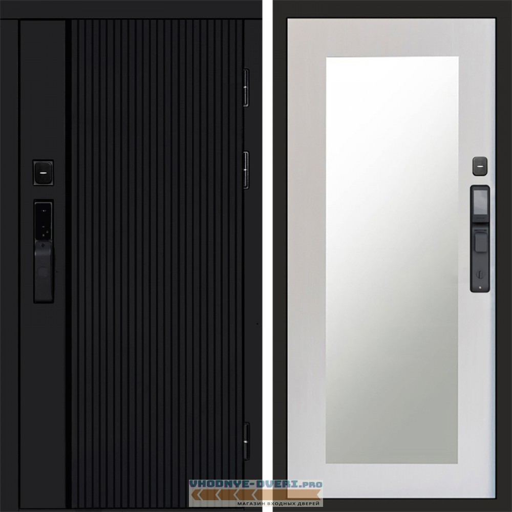 Входная дверь  Smart (Смарт) Твист Блэк (Black) Зеркало Триумф лиственница белая