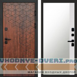 Входная дверь Спейс дуб Зеркало фацет Белый софт