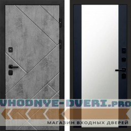 Дверь Termo Door Стоун Бетон Зеркало 27 Черный кварц + тонировка