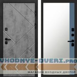 Входная дверь Стоун Бетон Зеркало фацет Grey софт