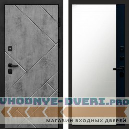 Дверь Termo Door Стоун Бетон Зеркало фацет Черный кварц