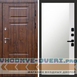 Входная дверь Termo Door Сибирь Термо ПРЕМИУМ Орех Зеркало Белый софт