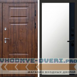 Входная дверь Termo Door Сибирь Термо ПРЕМИУМ Орех Зеркало Черный кварц