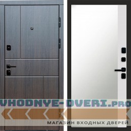 Входная дверь Вертикаль венге Зеркало фацет Белый софт