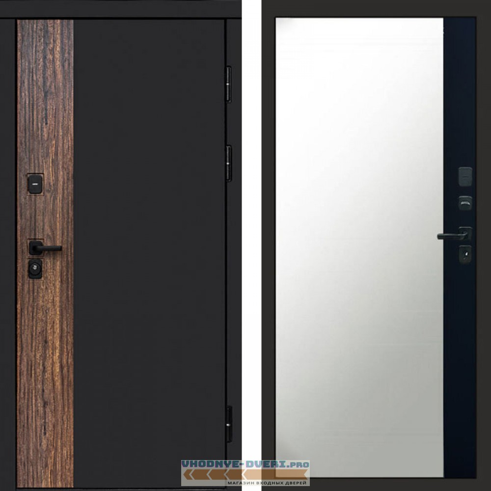 Входная дверь Тор Зеркало фацет черный кварц