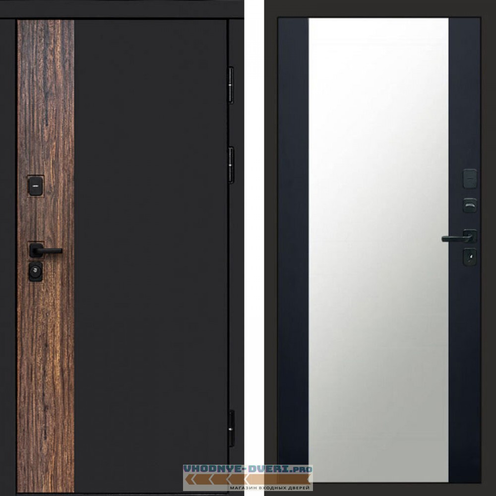 Входная дверь Тор Зеркало черный кварц+тонировка