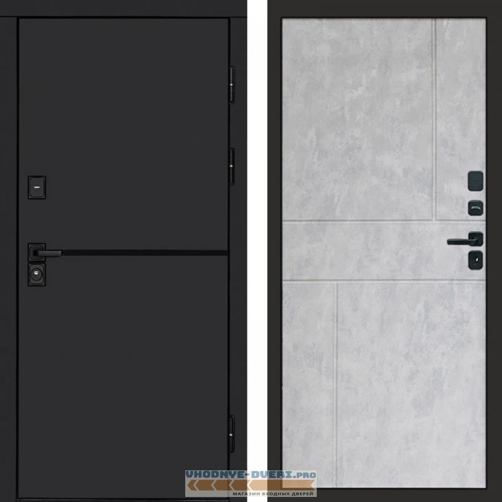 Входная дверь Тренд black Горизонт бетон светлый