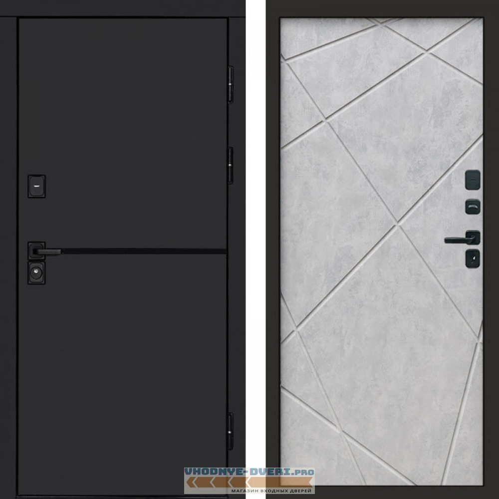 Входная дверь Тренд black Лучи бетон светлый