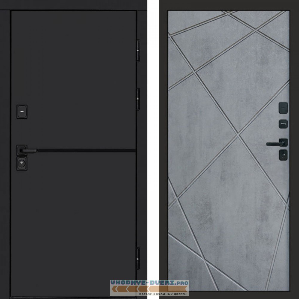 Входная дверь Тренд black Лучи бетон темный