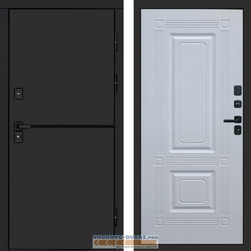 Входная дверь Тренд black Мадрид белый софт