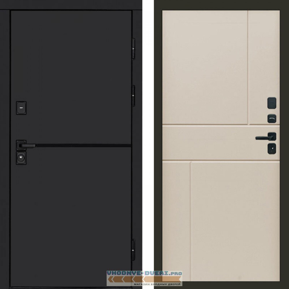 Входная дверь Тренд black Горизонт слоновая кость