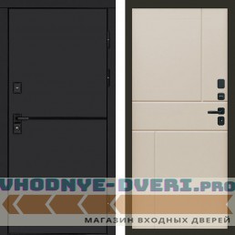 Входная дверь Тренд black Горизонт слоновая кость