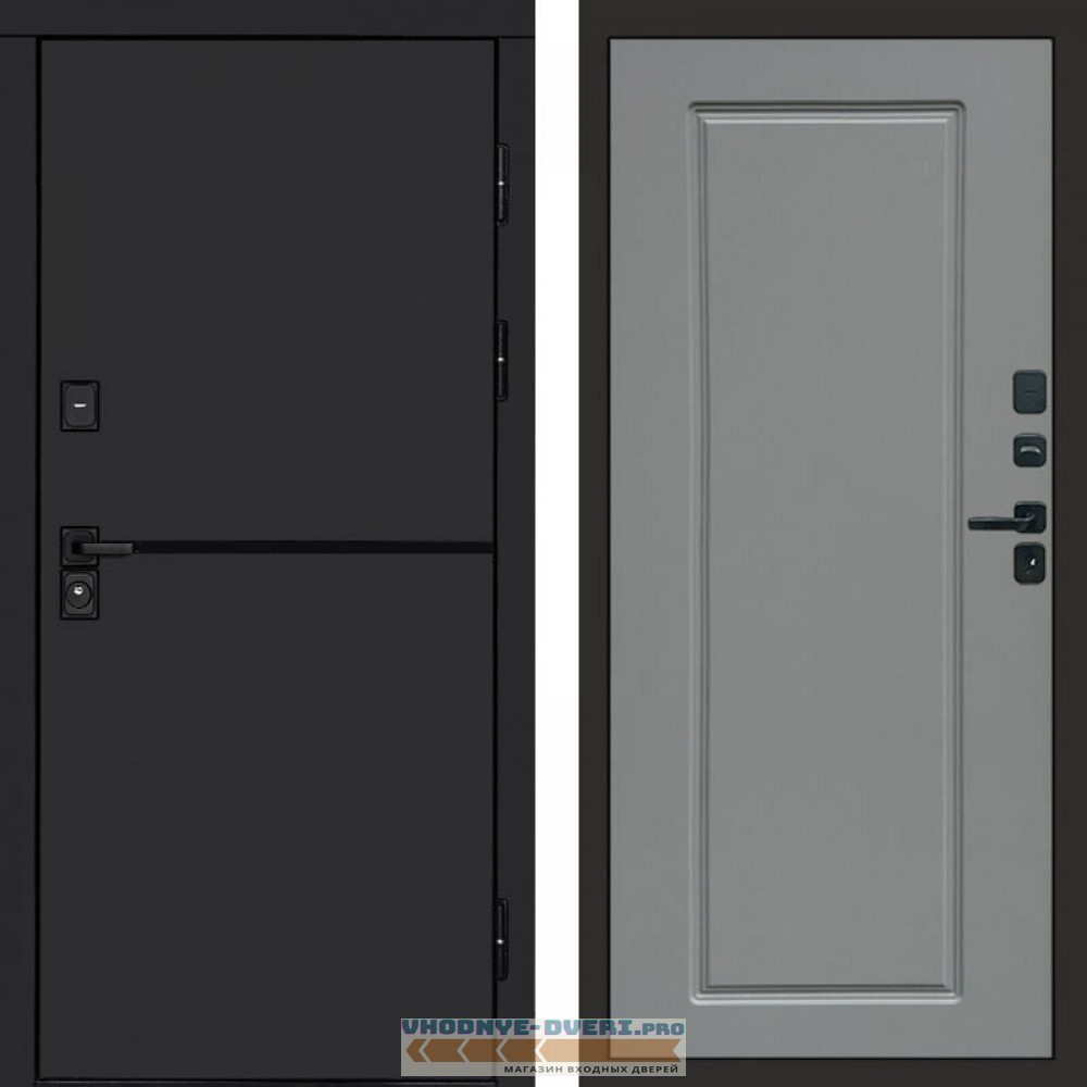 Входная дверь Тренд black Гранд grey софт
