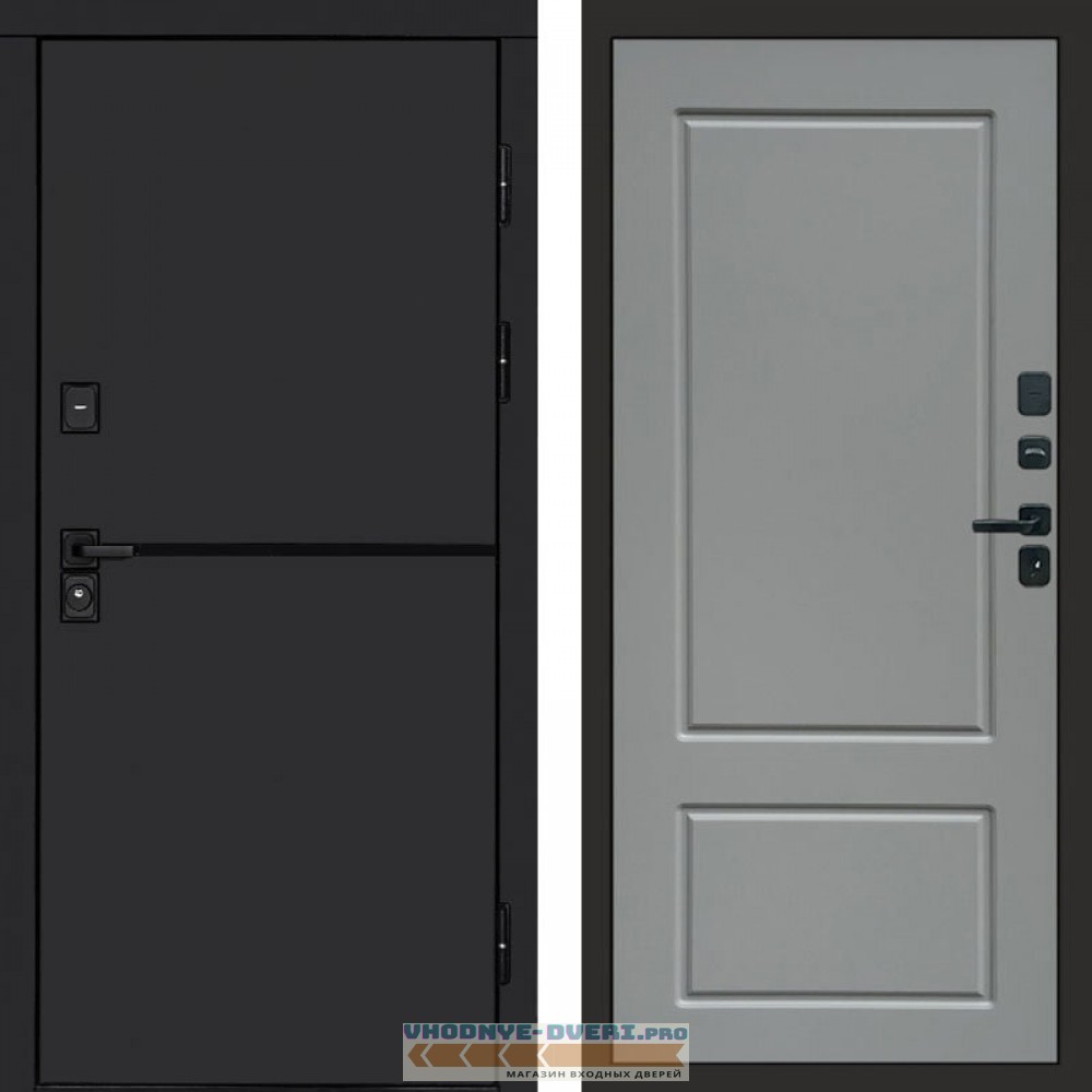 Входная дверь Тренд black Марсель grey софт