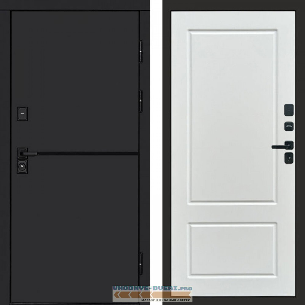 Входная дверь Тренд black Марсель белый софт