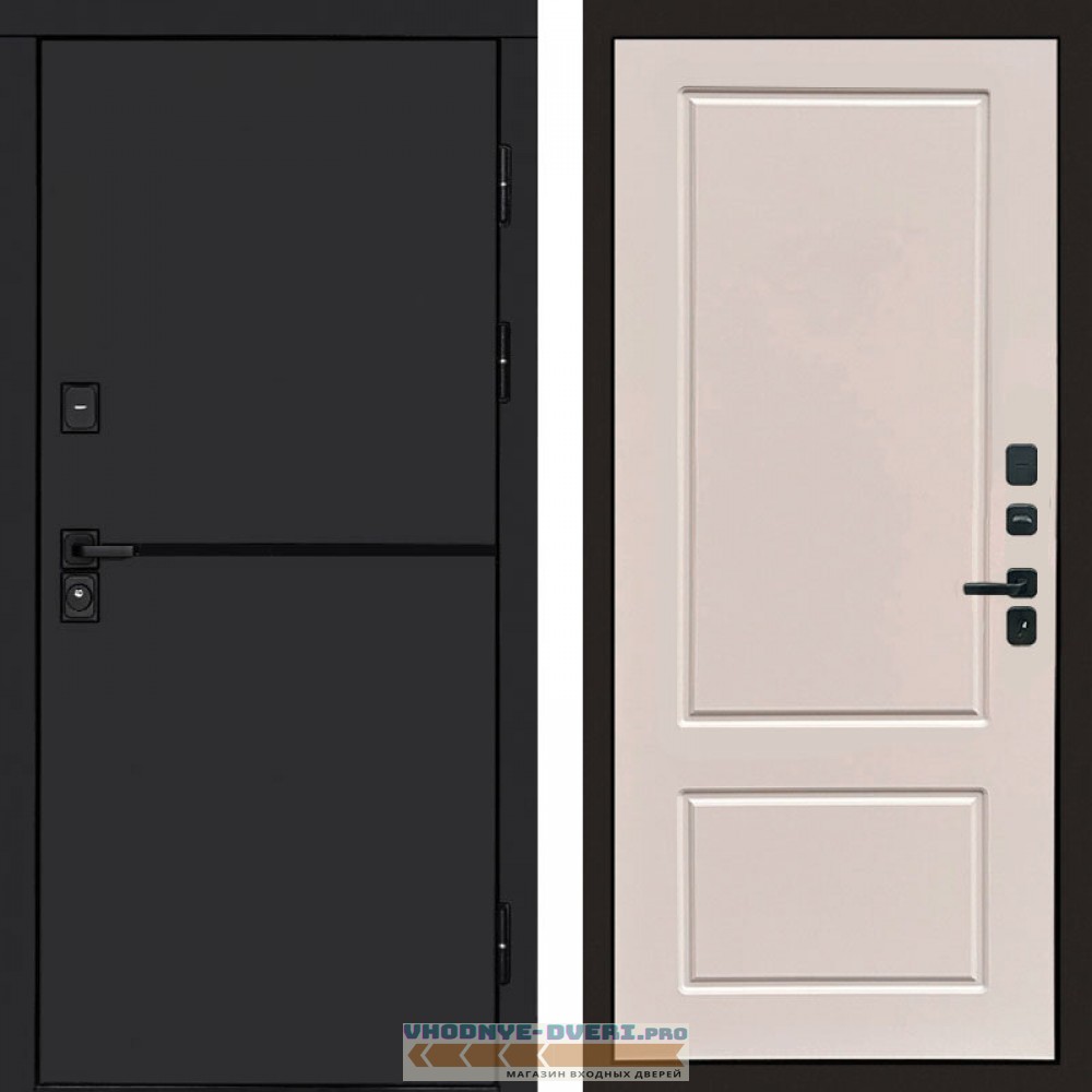 Входная дверь Тренд black Марсель слоновая кость