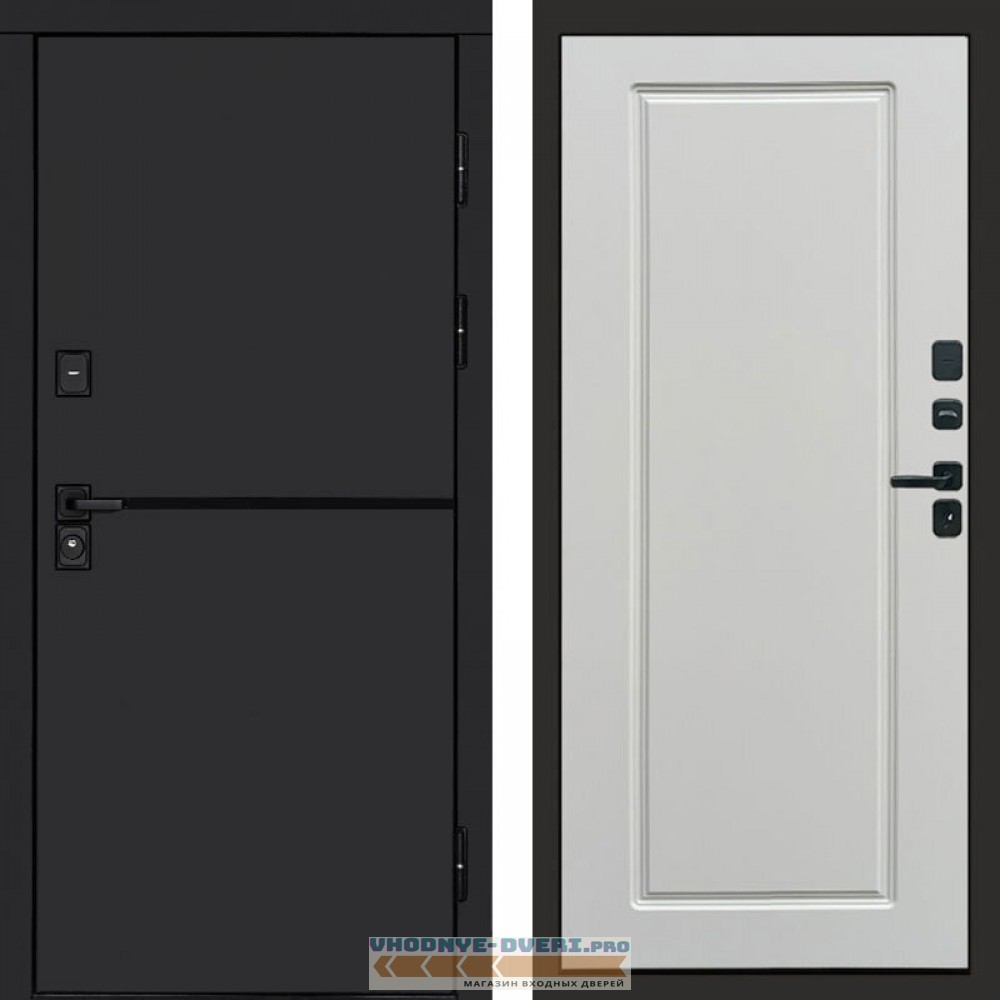 Входная дверь Тренд black Гранд белый софт