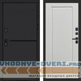 Входная дверь Тренд black Гранд белый софт
