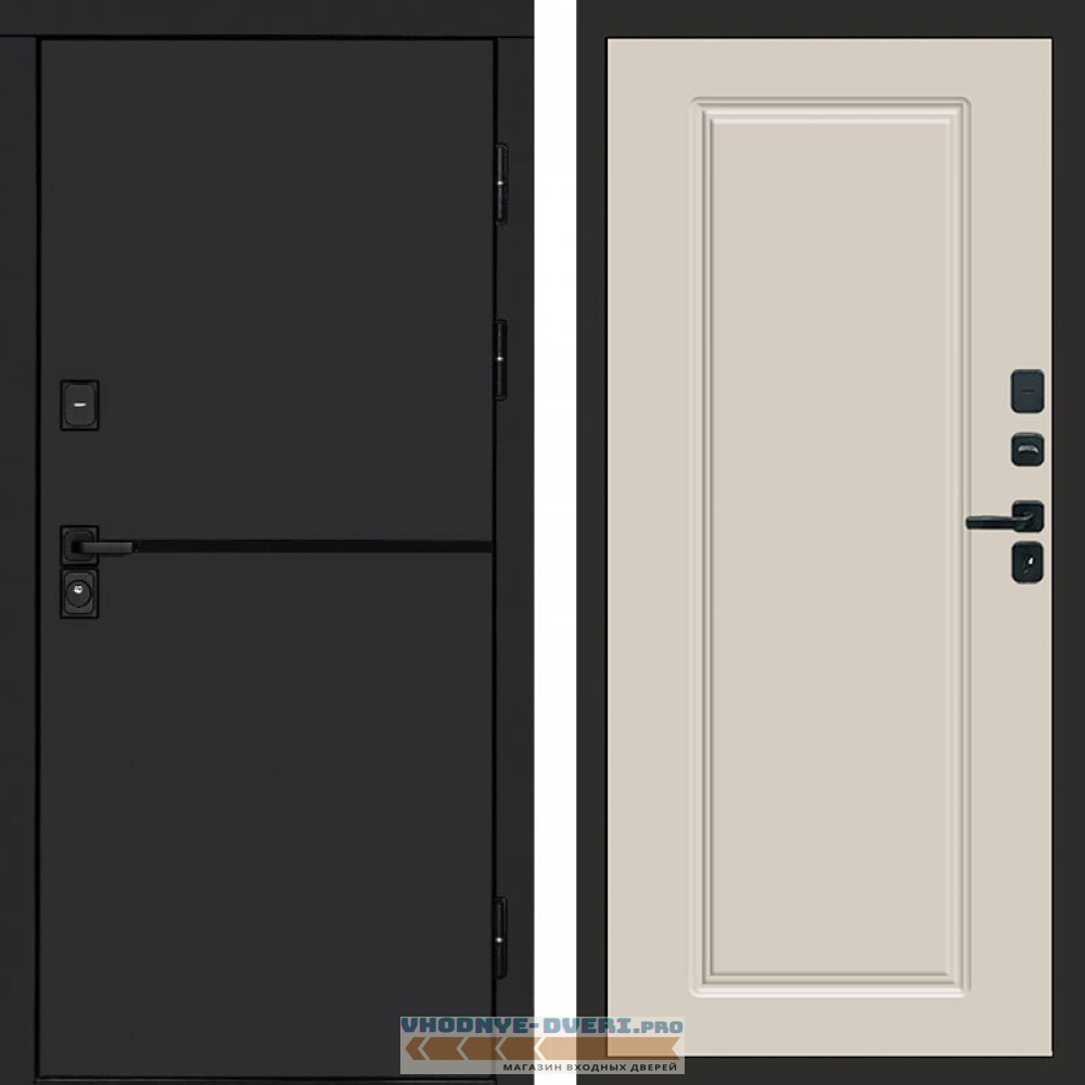 Входная дверь Тренд black Гранд слоновая кость