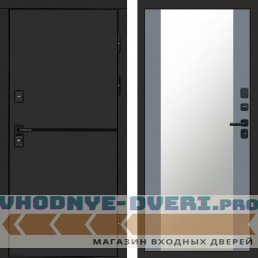 Входная дверь Тренд black Зеркало grey софт