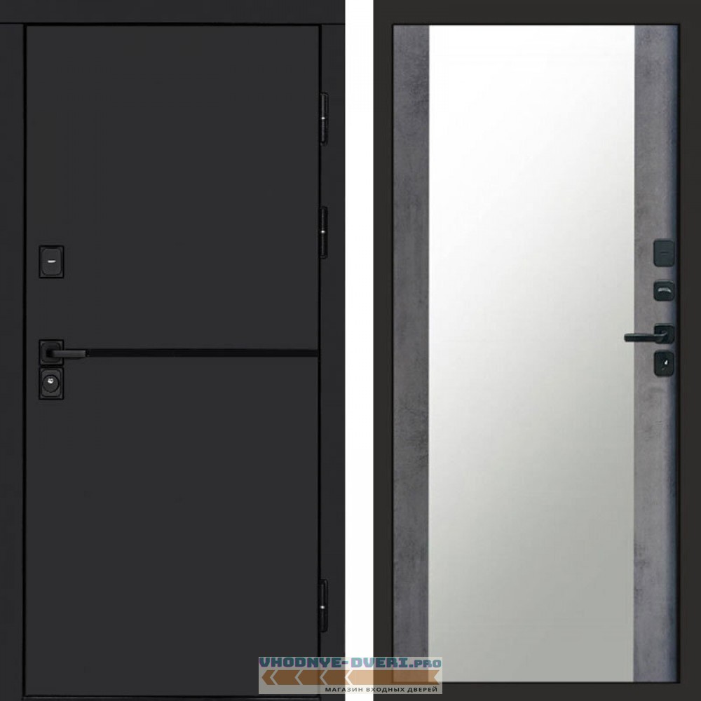 Входная дверь Тренд black Зеркало бетон темный