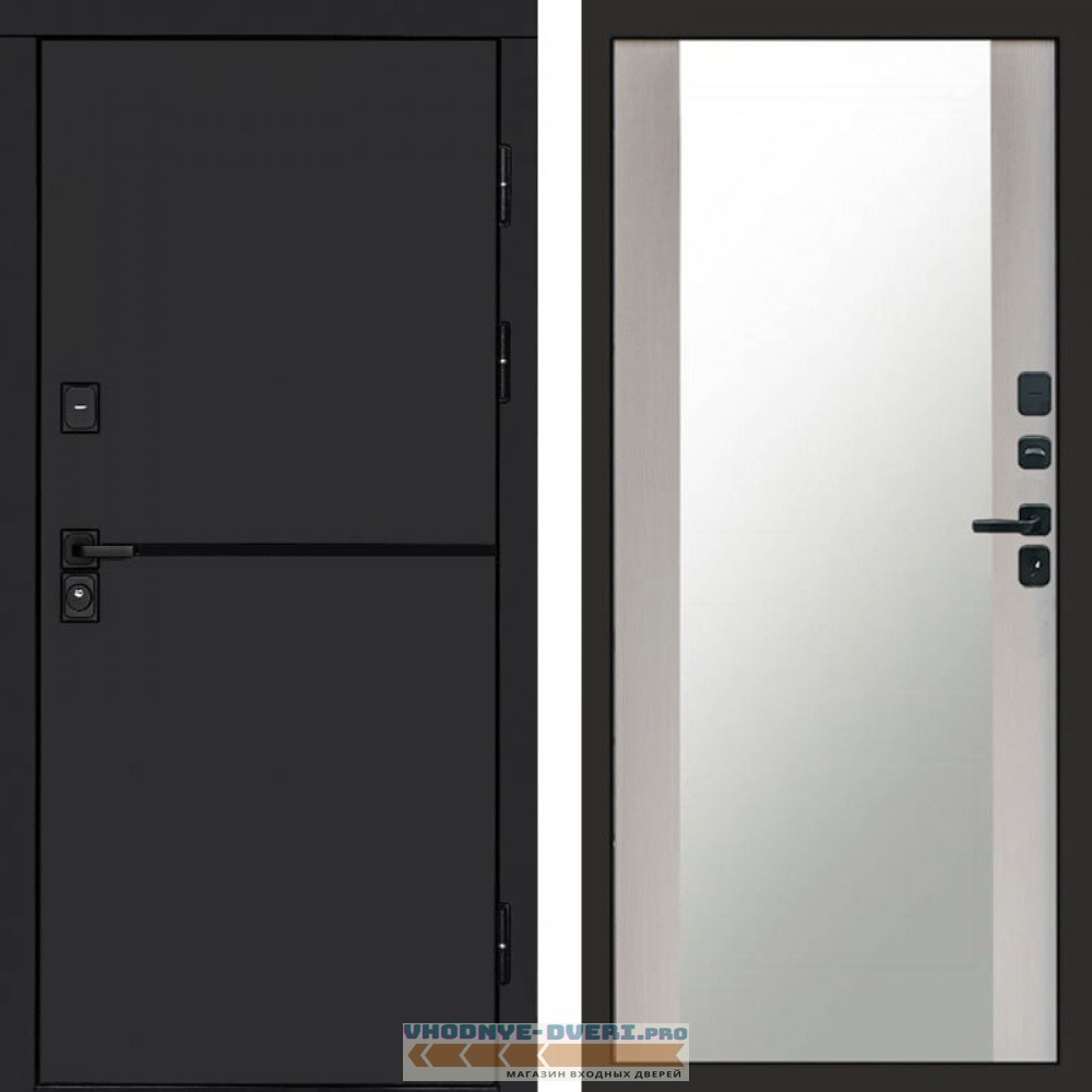 Входная дверь Тренд black Зеркало лиственница