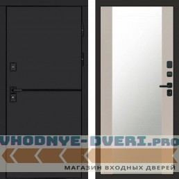 Входная дверь Тренд black Зеркало слоновая кость