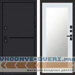 Входная дверь Тренд black Зеркало триумф белый софт