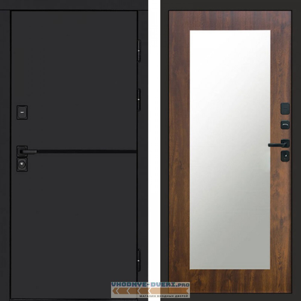 Входная дверь Тренд black Зеркало триумф дуб