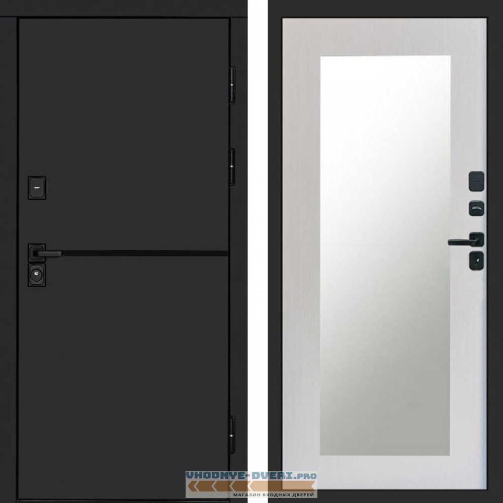 Входная дверь Тренд black Зеркало триумф лиственница
